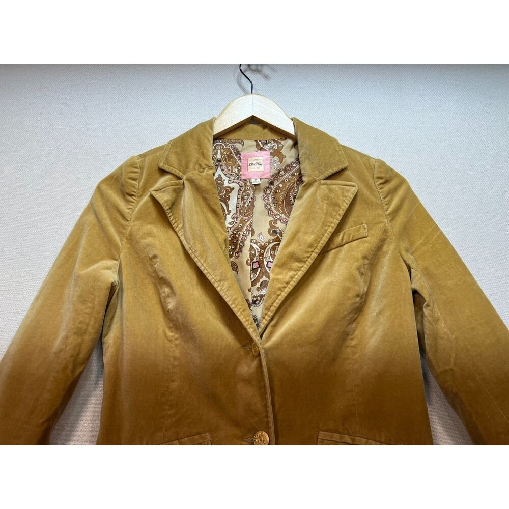 Old Navy Women's Velvet 2 Button Blazer Jacket Long Sleeve Size S Khaki Tan - Picture 5 of 11